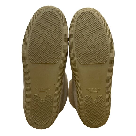Shearling Unisex Beige Suede Cozy Sheepskin Rolltop Slippers Sz W11/M10 - Picture 9 of 10
